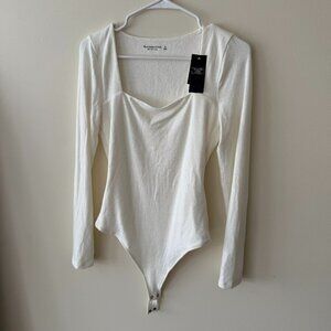 Abercrombie White Long Sleeve Bodysuit Size M